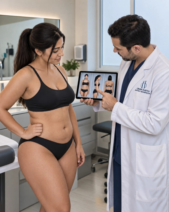 Referencia visual de una evaluación médica para Lipo 360