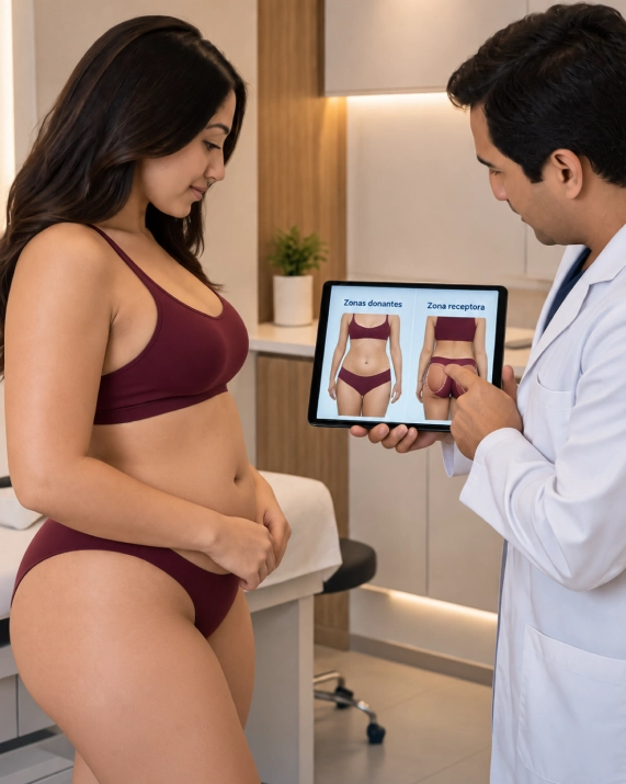 Evaluación médica para lipoescultura con lipotransferencia